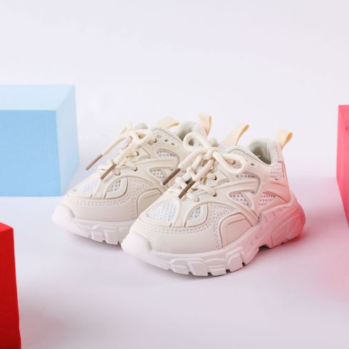 Toddler / Kid Lace Up Front Solid Sneakers White big image 2