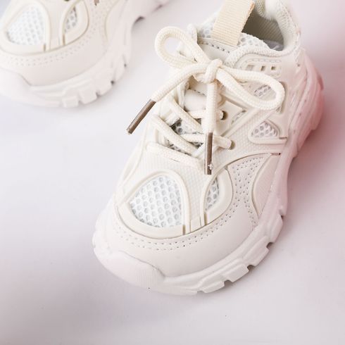 Toddler / Kid Lace Up Front Solid Sneakers White big image 5