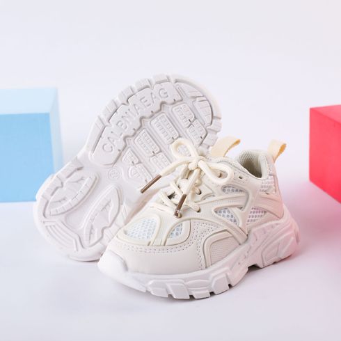 Toddler / Kid Lace Up Front Solid Sneakers White big image 3