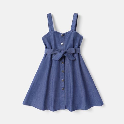 Kid Girl Button Front Belted Slip Dress