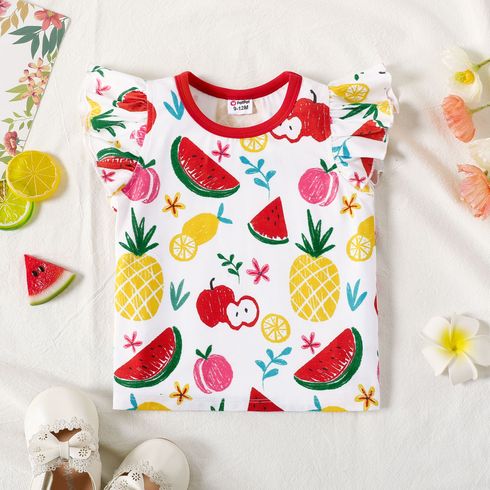 Baby Girl Allover Fruit Print Naia™ Flutter-sleeve Tee