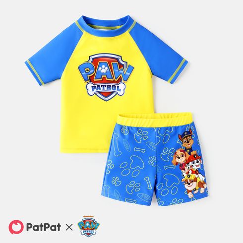 PAW Patrol Toddler Boy 2pcs Colorblock Tops and Trunks Swimsuit Dark Blue big image 1