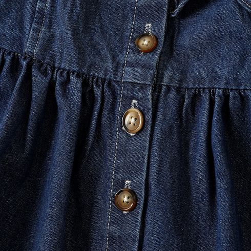 Baby Girl 95% Cotton Denim Flutter-sleeve Dress DENIMBLUE big image 4