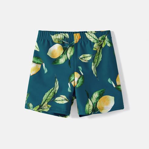 Family Matching Allover Lemon Print and Solid Halter Neck Two-piece Swimsuit or Swim Trunks Shorts Multi-color big image 4