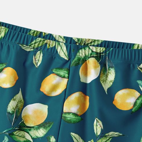 Family Matching Allover Lemon Print and Solid Halter Neck Two-piece Swimsuit or Swim Trunks Shorts Multi-color big image 18
