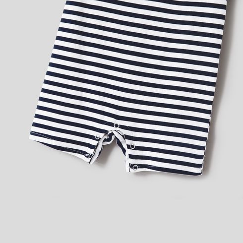 Family Matching Cotton Colorblock Striped Short-sleeve Tee and Spliced Tank Dresses Sets Tibetanbluewhite big image 5