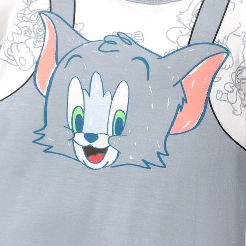Tom and Jerry قطعة واحدة مواليد رجالي كم قصير مجسَّم نقش حيوانات اللون الرمادي big image 3