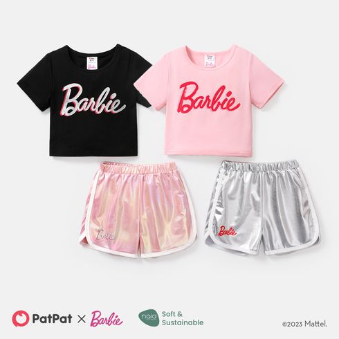 Barbie 2pcs Kid Girl Short-sleeve Cotton Tee and Elasticized Shorts Set