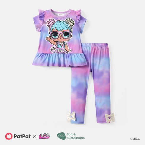 L.O.L. SURPRISE! 2pcs Toddler Girl Mother's Day Naia Tie Dyed Tee and Bowknot Leggings Set