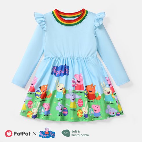 Peppa Pig Toddler Girl Naia Character Print Ruffled Long-sleeve Dress