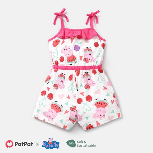 Peppa Pig Toddler Girl Naia Ruffle Fruit Print Slip Rompres