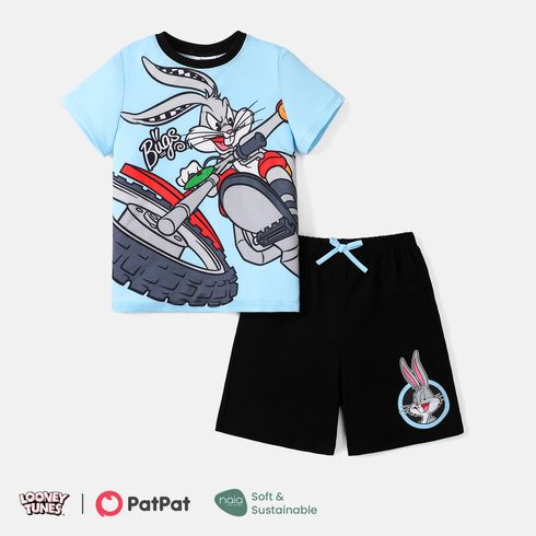 Looney Tunes Kid Boy 2pcs Short-sleeve Naia Tee and Cotton Shorts Set Blue big image 1
