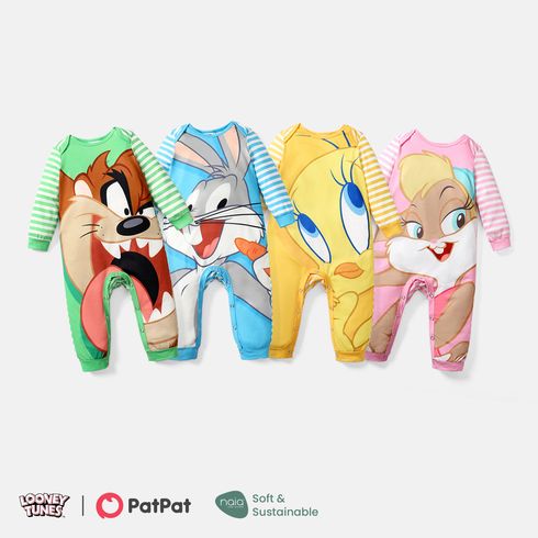 Looney Tunes Baby Boy/Girl Cartoon Animal Print Striped Long-sleeve Naia™ Jumpsuit