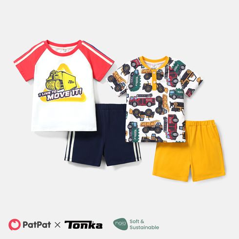 Tonka 2pcs Toddler Girl/Boy Vehicle Print Short-sleeve Cotton Tee and Shorts Set