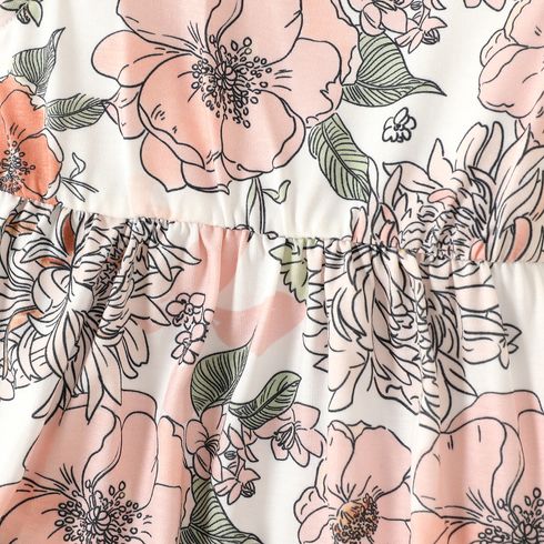 <Romantic Garden> Baby Girl Floral Print Flutter-sleeve Romper or Sets Pink big image 5