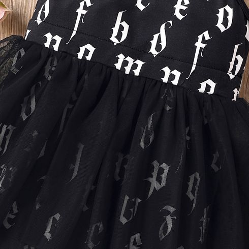 Toddler Girl Naia Letter Print Overlay Slip Dress Black big image 4