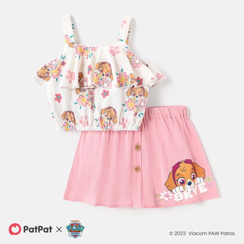 PAW Patrol Toddler Girl 2pcs 100% Cotton Ruddle Camisole and Skirt Set Pink big image 1