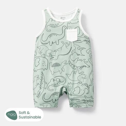 Baby Girl/Boy Dinosaur Print/Stripe Sleeveless Jumpsuits