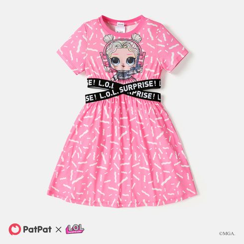 L.O.L. SURPRISE! Kid Girl Naia™ Character Print Crisscross Cut Out Waist Short-sleeve Dress