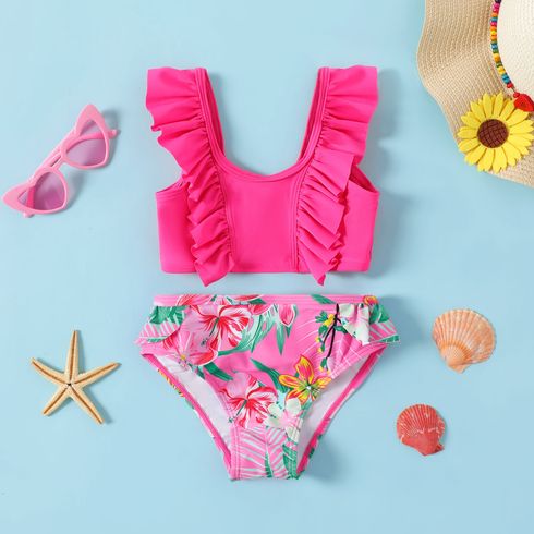 2pcs Toddler Girl Ruffled Two-piece Swimsuit Set