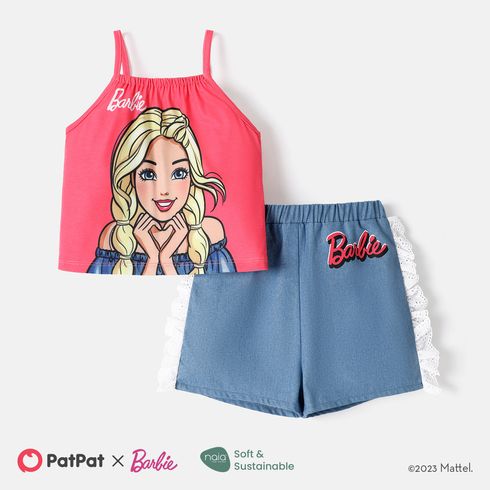 Barbie Toddler/Kid Girl 2pcs Camisole and Ruffled Cotton Denim Shorts Set