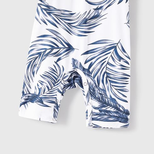 Family Matching Cotton Short-sleeve T-shirt and Plant Print Naia™ Spliced Ruffle Trim Cami Dresses Sets Tibetanblue big image 16