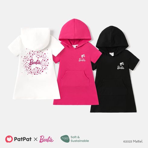 Barbie Toddler/Kid Girl Pocket Design Hooded Cotton Short-sleeve Dress