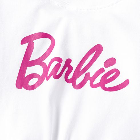 Barbie 2pcs Toddler Girl Tie Knot Cotton Tee and Mesh Skirt Set PinkyWhite big image 3