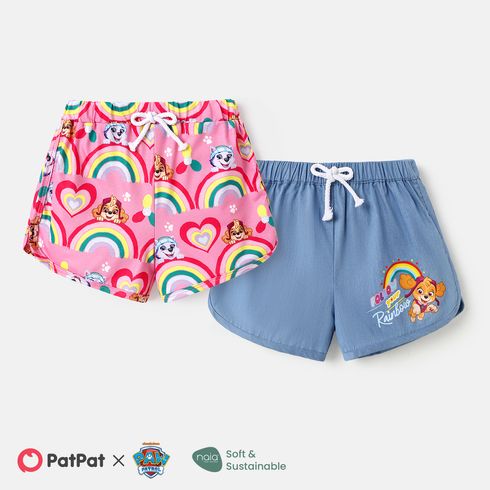 PAW Patrol Toddler Girl Rainbow Print 100% Cotton Elasticized Shorts