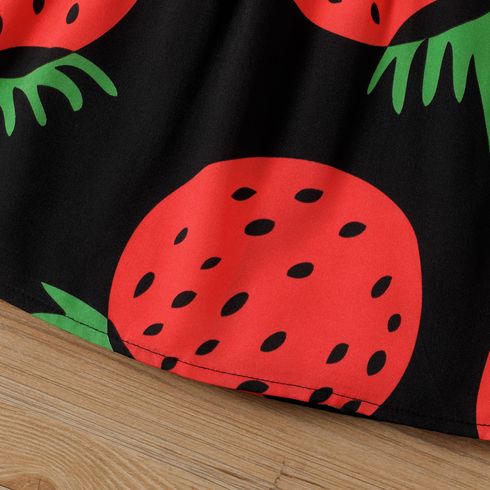 Baby Girl Girl Strawberry Print Flutter-sleeve Dress Red big image 6