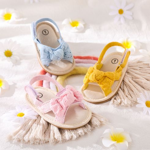 Baby Bow Decor Solid Toddler Sandals Pink big image 6