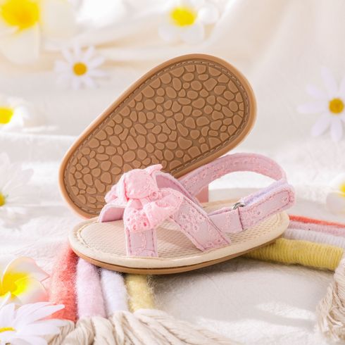 Baby Bow Decor Solid Toddler Sandals Pink big image 3