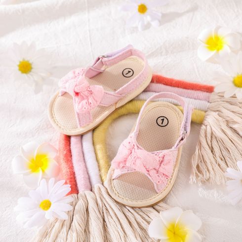 Baby Bow Decor Solid Toddler Sandals Pink big image 1