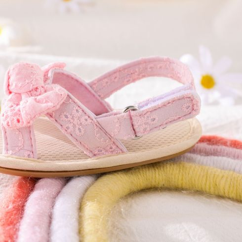 Baby Bow Decor Solid Toddler Sandals Pink big image 4