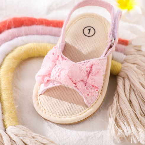 Baby Bow Decor Solid Toddler Sandals Pink big image 5