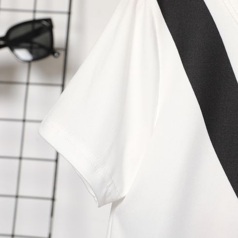 2pcs Kid Boy Messenger Bag Print Short-sleeve Tee and Geometry Print Shorts Set White big image 4