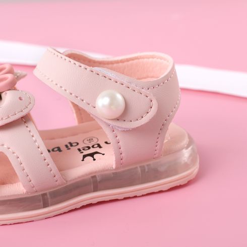 Toddler Soft Sole Non-slip Bow Decor Luminuous Sandals Pink big image 5