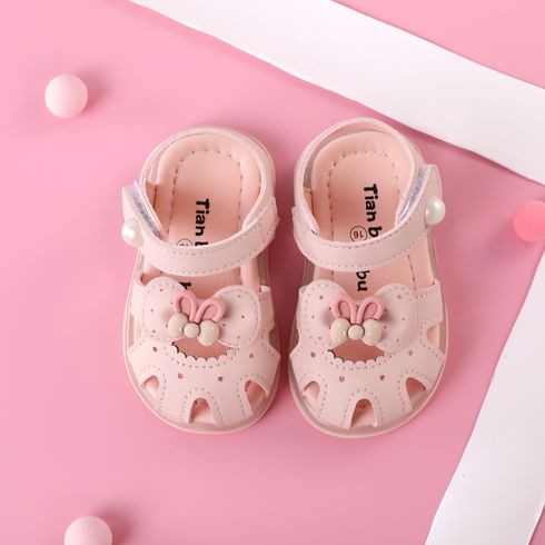 Toddler Soft Sole Non-slip Bow Decor Luminuous Sandals Pink big image 1