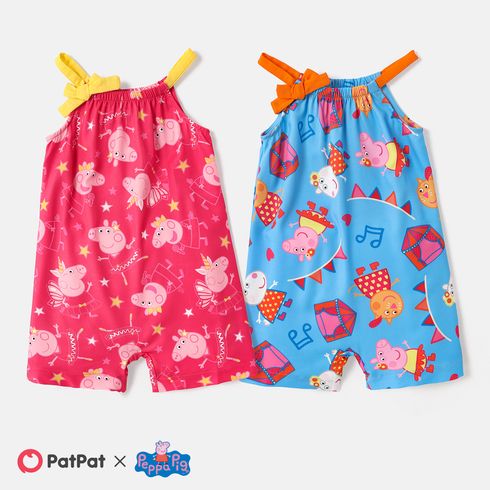 Peppa Pig Toddler Girl Character Print Bow Decor Slip Romper