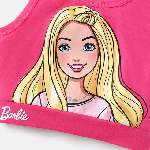 Barbie Kleinkind / Kind Mädchen 2pcs Charakter Druck Baumwolle Ärmelloses T-Shirt und Leggings Set roseo big image 4