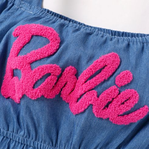 Barbie Kleinkind/Kind Mädchen schulterfreier Jeans-Baumwoll-Slip-Strampler Denim Blue big image 4