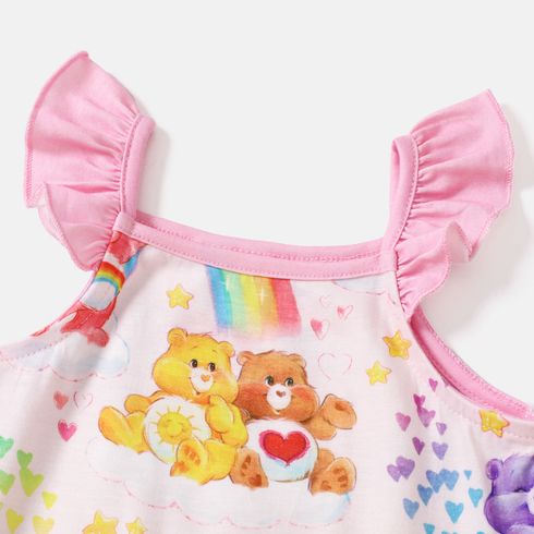 Care Bears Mommy and Me Allover Print Ruffle Trim Tank Top & Shorts Sets PinkyWhite big image 2