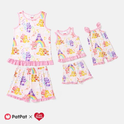 Care Bears Mommy and Me Allover Print Ruffle Trim Tank Top & Shorts Sets