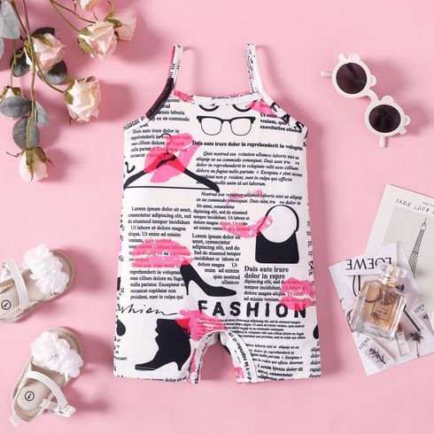 Naia™ Baby Girl Allover Letter Print Cami Romper Colorful big image 2