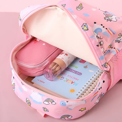 Kids Unicorn Pattern Flat Cartoon Large Capacity Backpack Travel Bag Preschool Backpack Pink big image 3