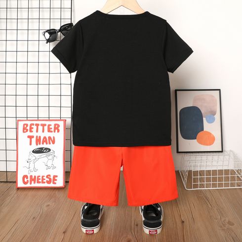 2pcs Kid Boy Game Print Short-sleeve Tee and Solid Shorts Set Orange big image 2