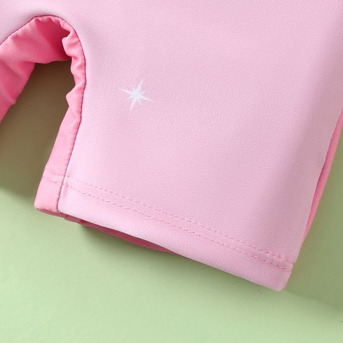 Baby Girl Unicorn Print Colorful Ruffle Trim Short-sleeve One-piece Swimsuit Pink big image 6
