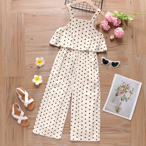Kid Girl Polka Dots Slip Jumpsuit OffWhite big image 2