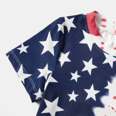 Independence Day Family Matching Allover Print Short-sleeve Drawstring Ruched Bodycon Dresses and T-shirts Sets Colorful big image 13