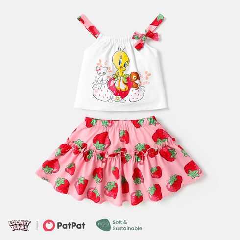 Looney Tunes Toddler Girl 2pcs Character Print Bow Cami Top & Skirt Set REDWHITE big image 1